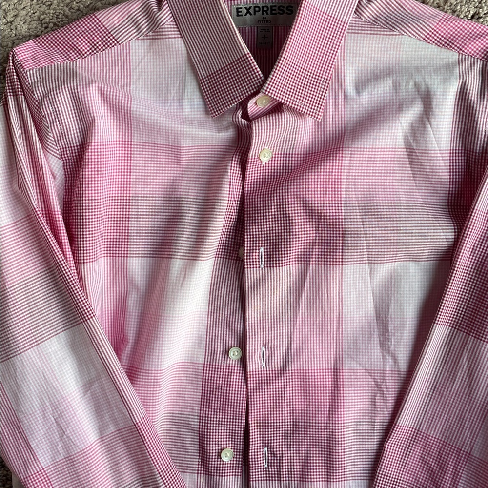 Express Pink and White Striped Men's Shirt - Picture 5 of 7
